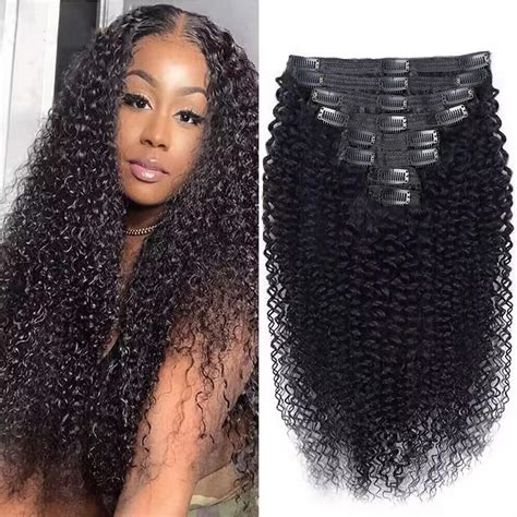 Amazon.com : Pobokix Deep Wave Clip in Hair Extensions for Black Women ...