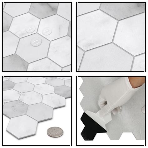 SUNWINGS Carrara White 11-in x 11-in Matte Composite Hexagon Marble ...