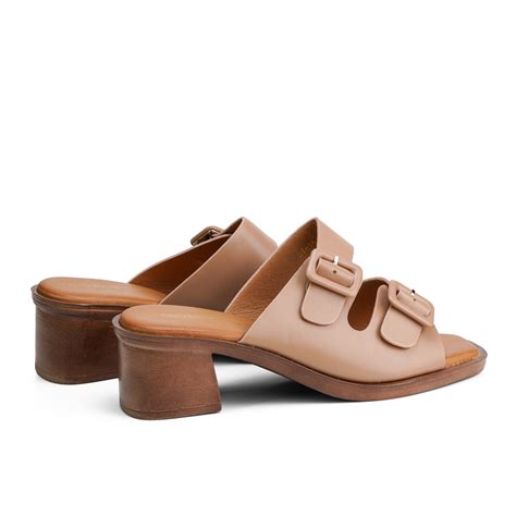 Poise Khaki block heel sandals » Cordwainers - Cordwainers