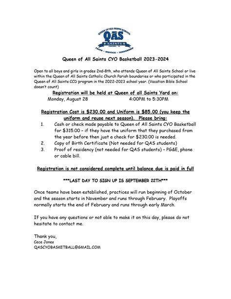 CYO | Queen of All Saints Catholic Church