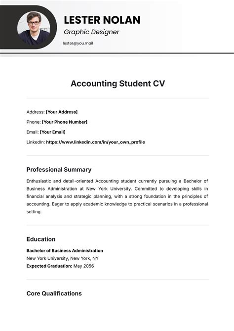 Free Harvard Student CV Format Template to Edit Online