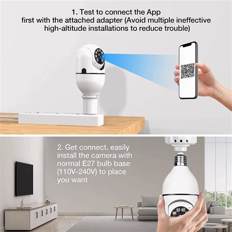 Buy Hoibampu 2PCS WiFi Light Bulb Security Camera 360 Degree Socket ...