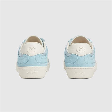 Baskets avec détail GG enlacés pour femme en daim bleu clair | GUCCI ...