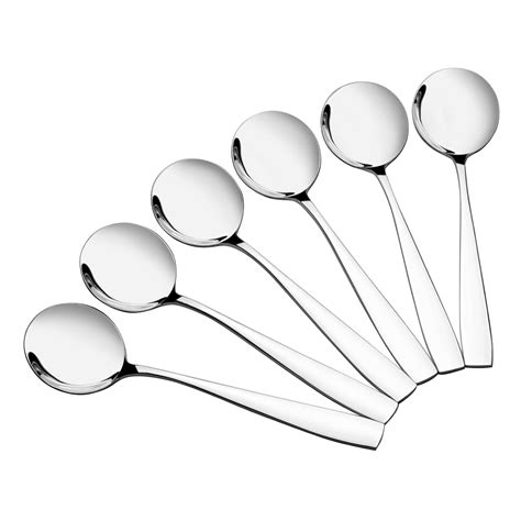 Kekow Soup Spoons, 12-Piece Stainless Steel Round Bouillon Spoon ...