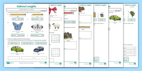 👉 Planit Maths Year 3 Subtracting Lengths Maths Differentitated Activities