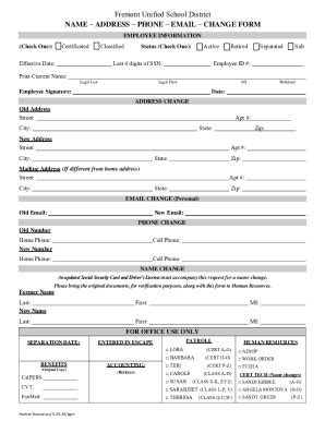Fillable Online ADDRESSPHONEEMAILCHANGE FORM Fax Email Print - pdfFiller