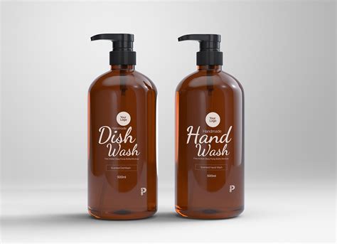 Free Amber Glass Pump Bottle Mockup PSD - Good Mockups