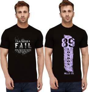 London Hills Typography Men Round Neck Black T-Shirt - Buy London Hills ...