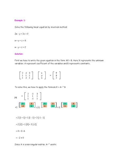 Example 1:: Inverse Method 3x3 Matrix | Download Free PDF | Matrix ...