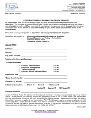 Fillable Online Examination Review Request - MyFloridaLicense.com Fax ...