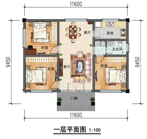 一百平米房子装修效果图三个房间在一边,客厅,餐厅卫生间在另一边有这样的户形- _汇潮装饰网