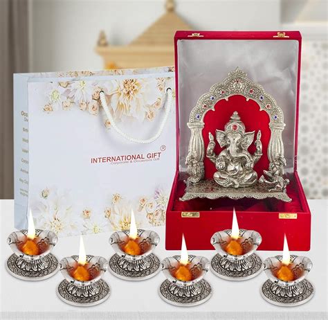 Buy INTERNATIONAL GIFT® Silver Ganesh Idol Oxidized Finish with ...