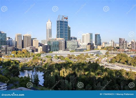Overlooking Perth City and the Swan River from Kings Park Stock Image - Image of meets, river ...