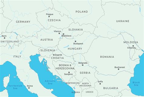 Central Europe map highlighting countries and borders 54946443 Vector ...