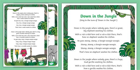 Jungle Songs for Early Years Down in the Jungle Rhyme
