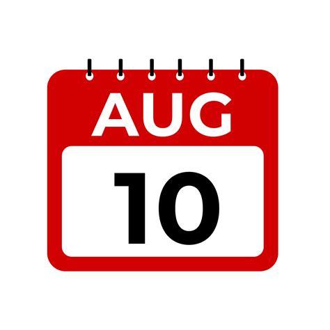 August 10 calendar reminder. August 10 daily calendar icon template ...