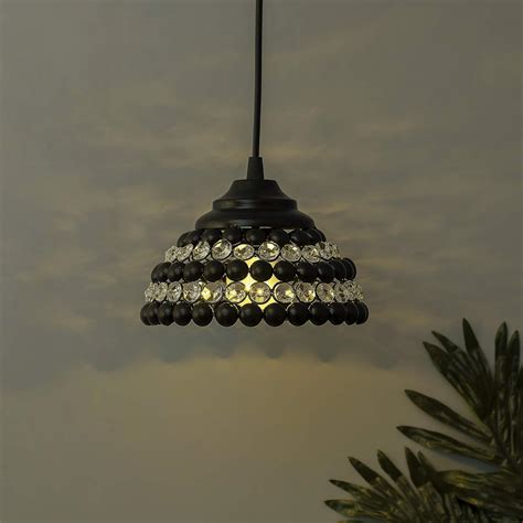 Buy Homesake®Matt Black Crystal Hanging Semi-Globe Light, Ceiling Light ...