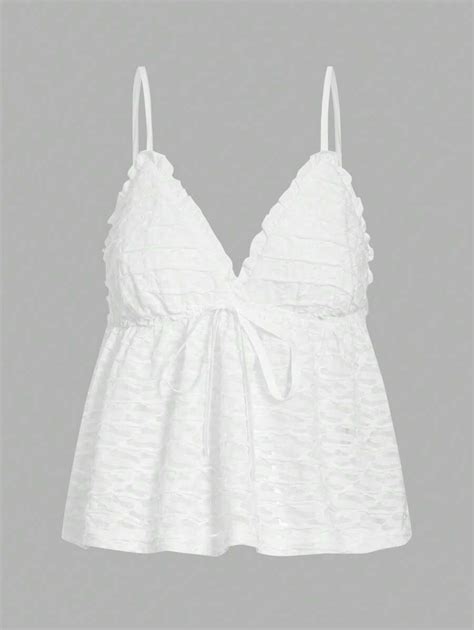 Sweetra Top de Alça com Textura de Laço Estilo Y2K | SHEIN Brasil