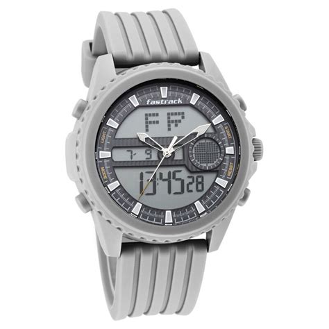 Buy Online Fastrack Streetwear Quartz Analog Digital Grey Dial PU Strap ...
