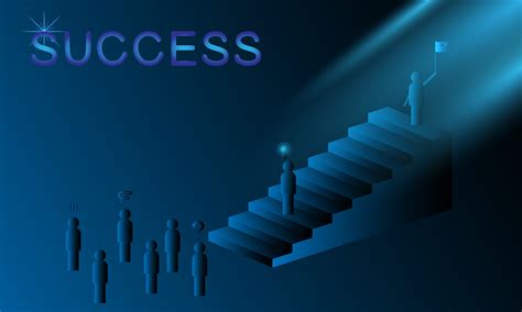 Futuristic success concept. People and the ladder to success goal ...