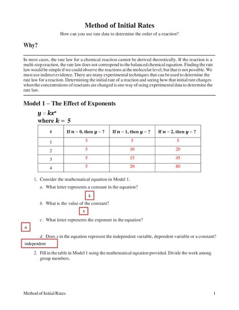 Method of Initial Rates | Lecture notes Law | Docsity