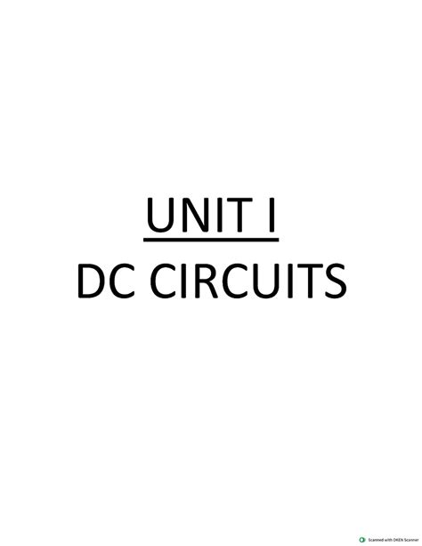 BEE 101: Unit I DC Circuits Comprehensive Notes - Studocu