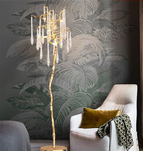 Cinder Gold Crystal Droplet Tree Branch Floor Lamp - Luxury Floor Lamps ...