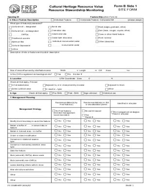 Fillable Online Cultural Heritage Resource Value Form B Side 1 SITE ...