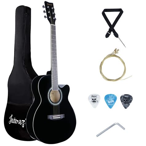 Juarez JRZ40C/BK 40-Inch Cutaway Acoustic Guitar with Dual Action Truss ...