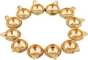 SHRI ANAND Pure Brass Kuber Diya Puja Brass Oil Lamp Set of 20 Kuber ...