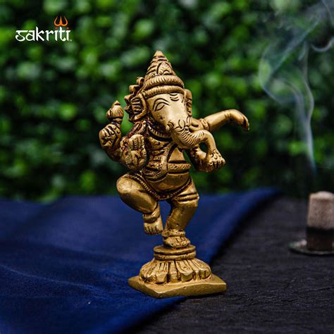 Brass Dancing Ganesha Idol – 4 Inch Height | Nataraja Vinayaka for Poo ...