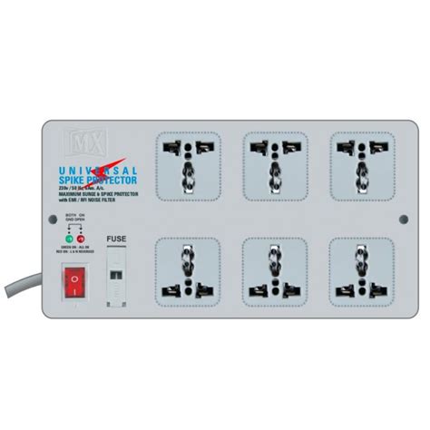MX 6 Sockets Surge and Spike Protector - Universal Sockets 5 Amp 5 ...
