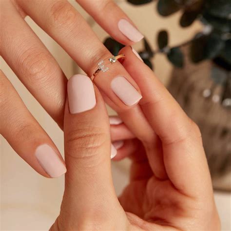 Diamond and Green Sapphire Rose Gold E Letter Ring