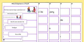 KS3 What Does Friendship Mean Sorting Activity - Twinkl