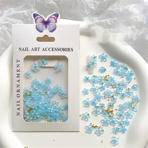 Amazon.com : Flower Nail Art Charm, 3D Flower Charm with Gold Bead ...