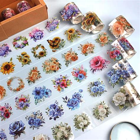 HASTHIP ® 6 Rolls Floral DIY Scrapbooking Decorative Tapes, Washi Tape ...