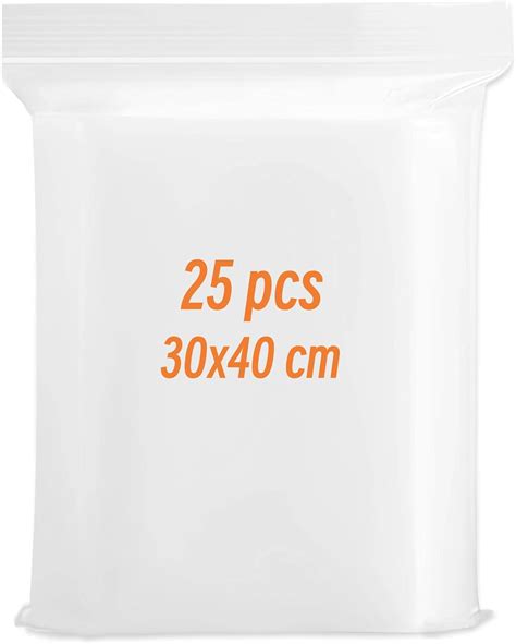 Large Plastic Bags Sealable,25 PCS 30x40cm Grip Seal Bag, Clear Zip ...