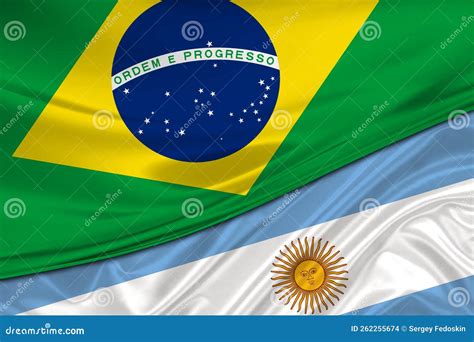 Banderas De Brasil Y Argentina. Relaciones Internacionales Stock de ...