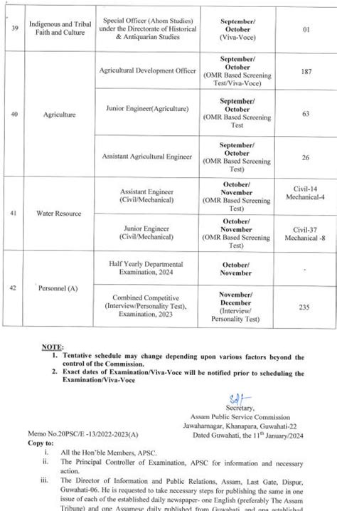 Assam PSC Exam Calendar 2024 Out, Exam date, Download Schedule PDF