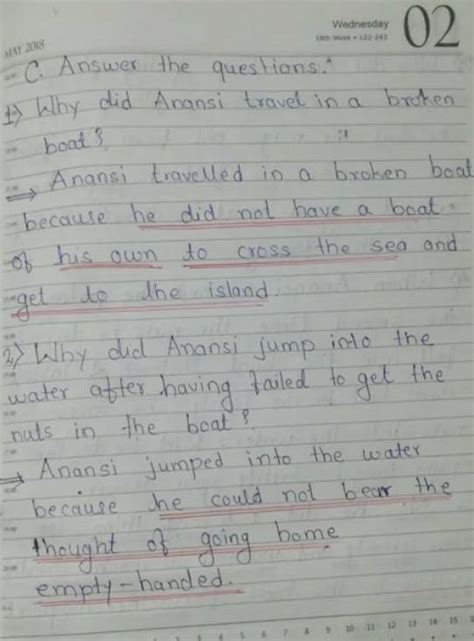 Answer the questions.1. Why did Anansi travel in a broken boat ?2. Why ...
