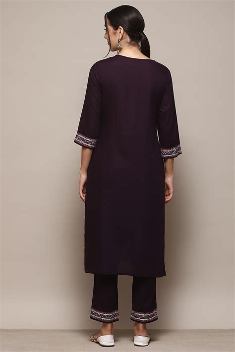 Violet Rayon flax Narrow Kurta Pant Suit Set