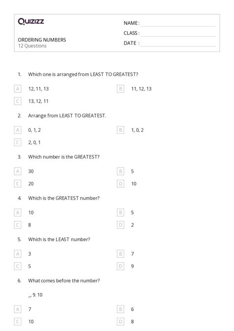 Image result for Ordering Numbers Questions