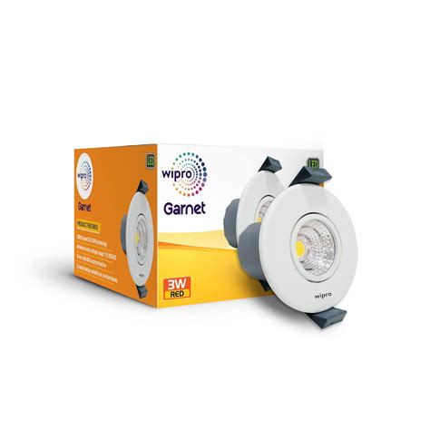 Wipro Garnet 3W Round LED Mini Spotlight |COB Spotlight for Ceiling|Red ...