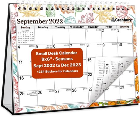 Buy CRANBURY Small Desk Calendar 2023 - (8x6, Seasons), 16 Months, Use ...
