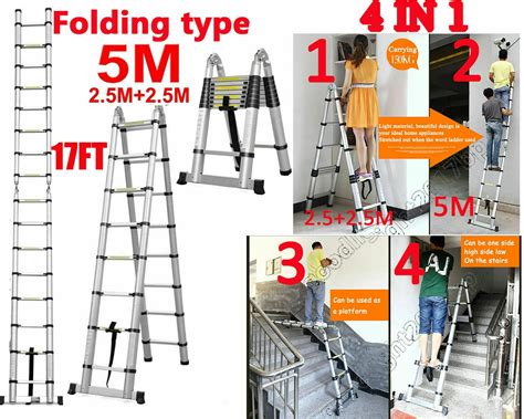 Buy Bowoshen Telescopic Loft Ladder 16.5Ft Extendable Collapsible Step ...