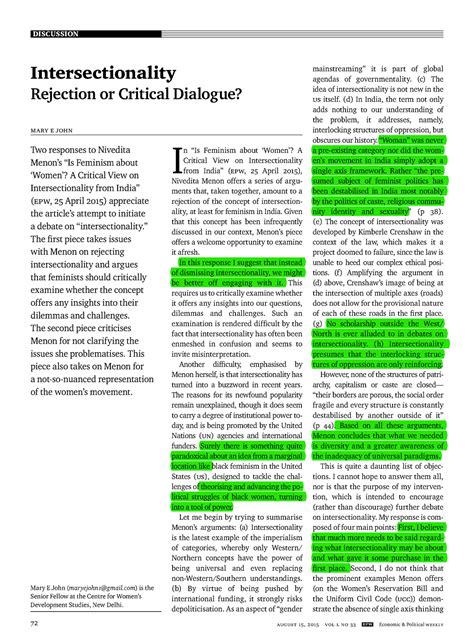Intersectionality - Copy - 72 AUGUST 15, 2015 vol l no 33 EPW Economic ...