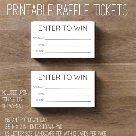Basic Printable Raffle Ticket | Raffle Tickets Printable | Enter to Win Printable | Instant ...