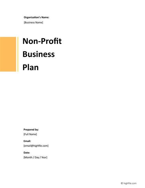 Free NonProfit Business Plan Template 的图像结果