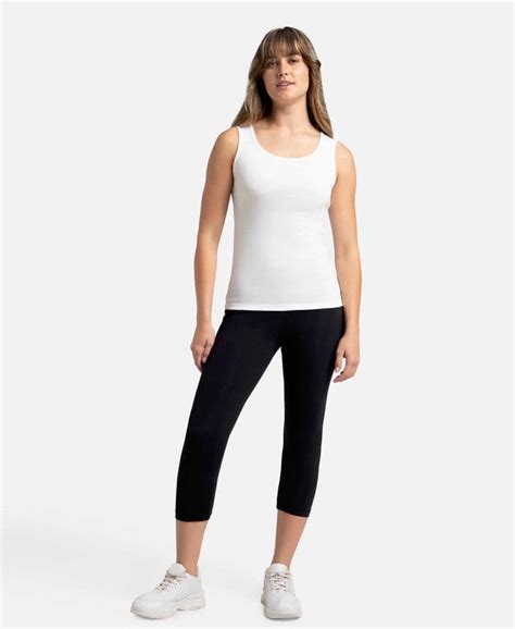 Buy Super Combed Cotton Rib Fabric Slim Fit Solid Tank Top - White A113 ...