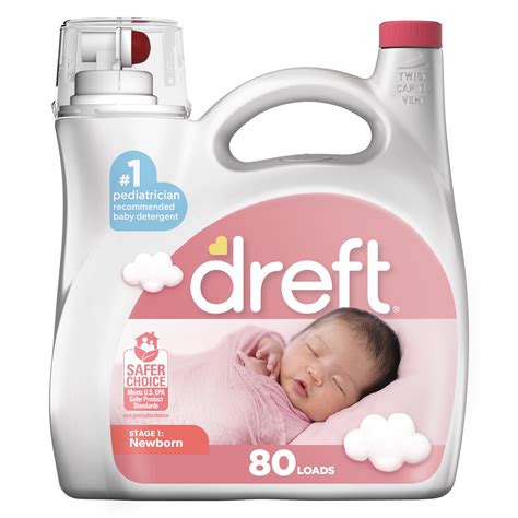 Dreft Stage 1: Newborn Baby Liquid Laundry Detergent, 80 Loads, 115 fl ...
